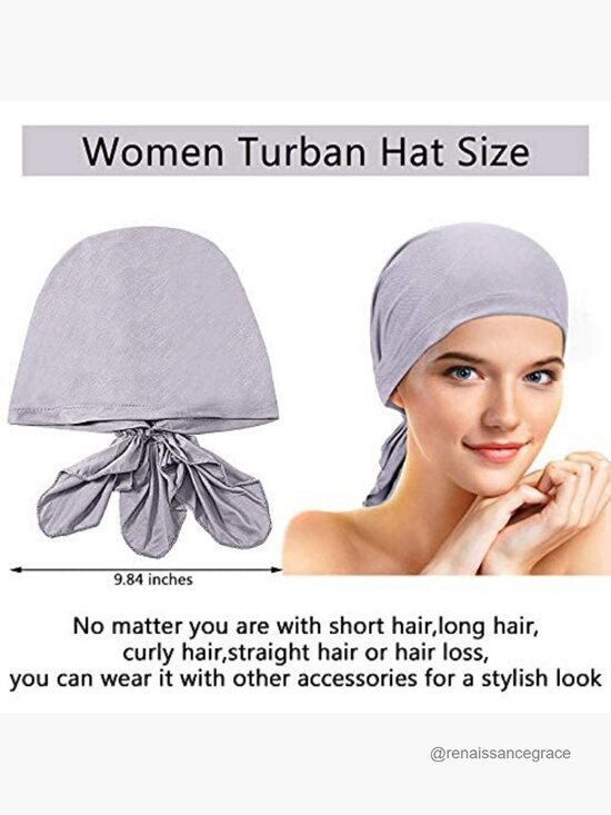 4-Pack Modal Cotton Slip-On Pre-Tied Head Scarves, Adjustable Beanie Caps main image 4